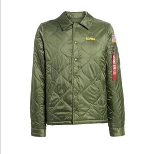 Alpha Industries Green Embroidered Bomber Jacket